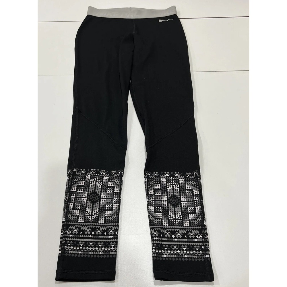 NIKE PRO Dri-Fit Training Tight Leggings Elastic Waist Logo Black Womens S